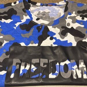 Blue and Black Camouflage T-Shirt